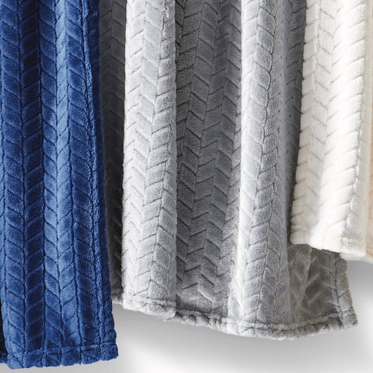 Luxuriously Soft Fleece Throw Blankets with plush herringbone pattern | GuestOutfitters.com